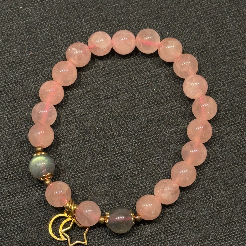 Elegant Pink and Gold Beaded Bracelet